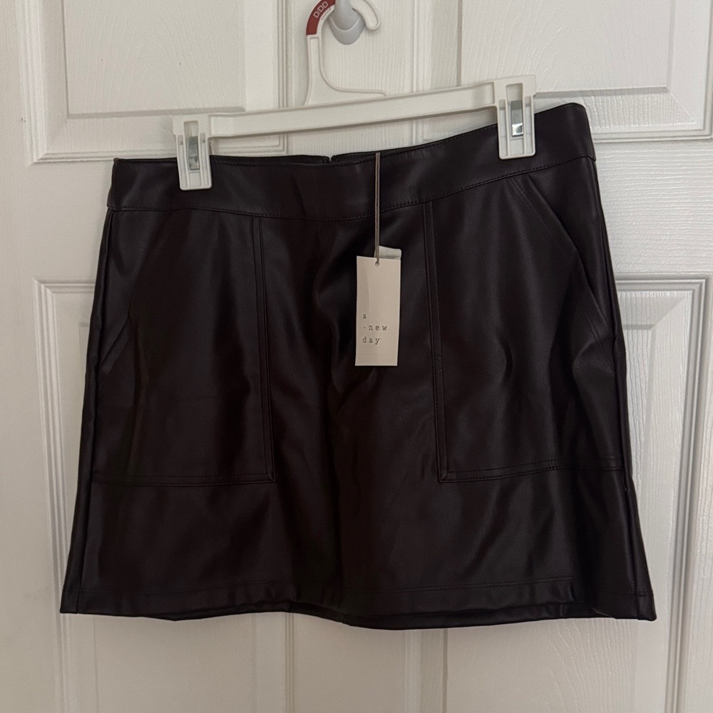 a new day Dark Brown Faux Leather Mini Skirt